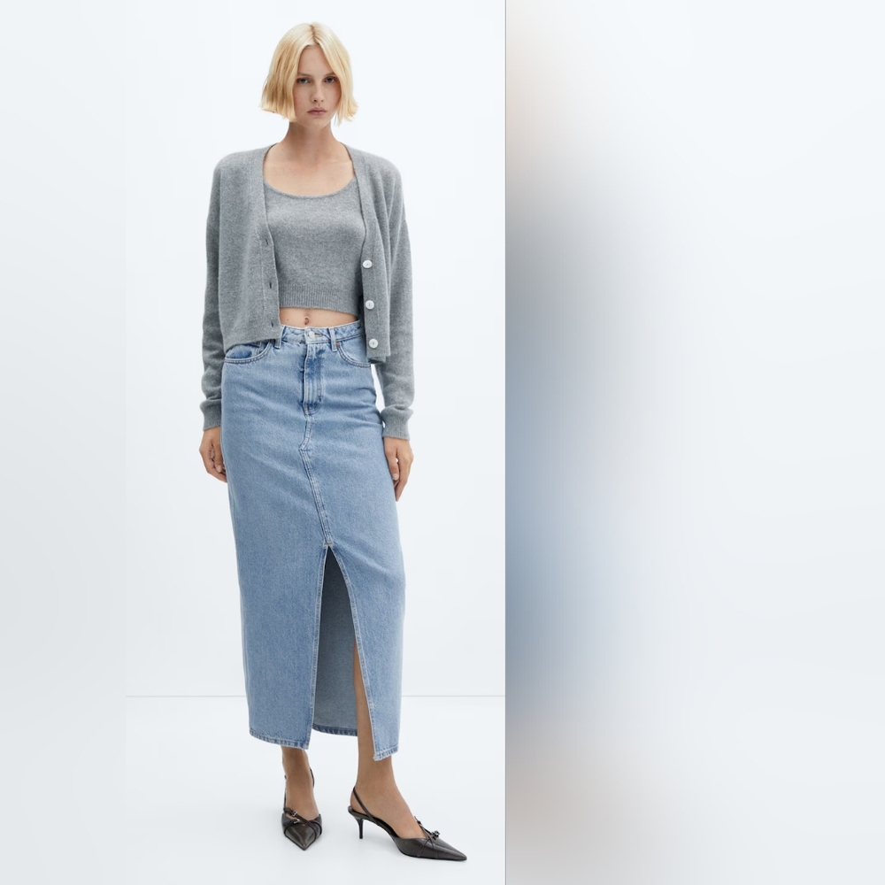 MANGO Light Blue Denim Maxi Skirt NWT! - Picture 4 of 8